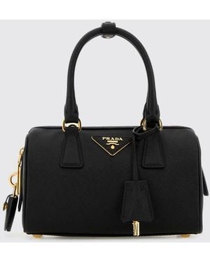 Prada Mini Saffiano Leather Bag With Lock And Key - Black