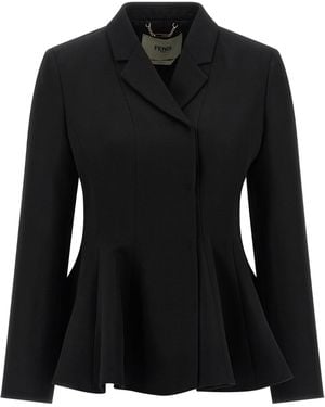 Fendi Virgin Wool Blazer - Black