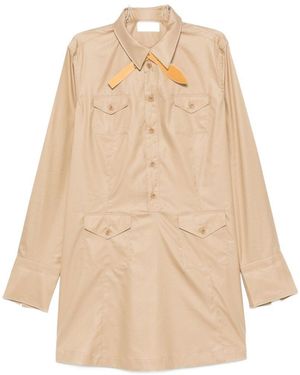 Celine Cotton And Silk Short Dress - Natural
