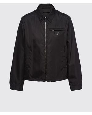 Prada Logo Plaque Zipped Jacket - Black