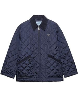 Prada Re-Nylon Triangle-Logo Quilted Jacket - Blue