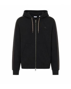 Burberry Check Trim Zip Hoodie - Black