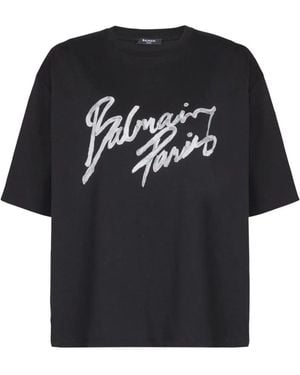 Balmain Logo Cotton T-Shirt - Black