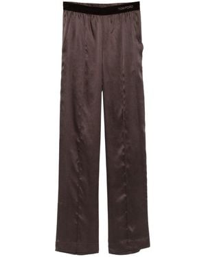 Tom Ford Peach-Feel Silk Satin Pj Pants - Brown