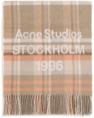 Acne Studios Check Logo Scarf - Natural