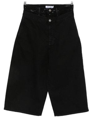 The Attico Denim Cotton Bermuda Shorts - Black