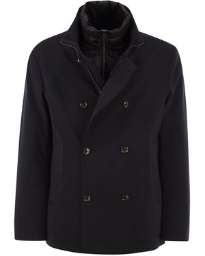 Montecore Double-Breasted Technical Fabric Jacket With Detachable Inner Bib - Black