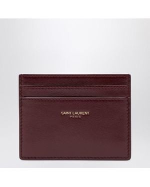 Saint Laurent Dark Ruby Leather Credit Card Holder - Purple