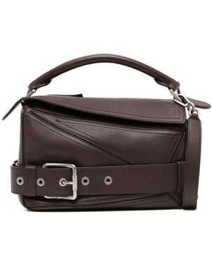 Loewe Puzzle Biker Small Leather Handbag - Black