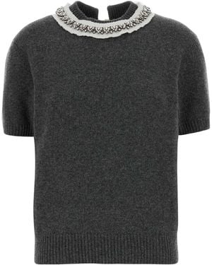 Prada Dark Wool Blend Sweater - Black