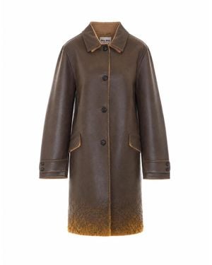 Miu Miu Single-Breasted Overcoat - Brown