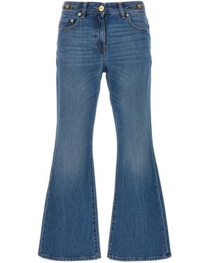 Versace Flared Denim Jeans With Metallic Jellyfish Detail - Blue