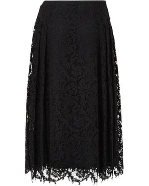 Fendi Macramé Lace Midi Skirt - Black
