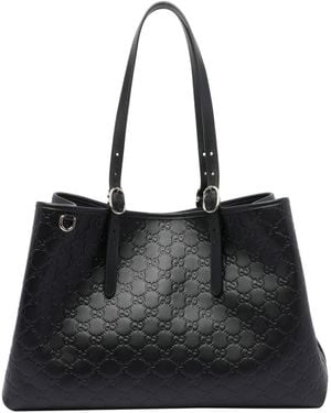 Gucci Large Gg Emblem Shopping Bag - Black
