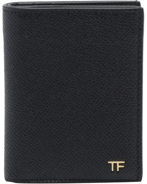 Tom Ford Small T Line Folding Cards Holder - Black