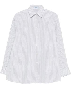 Prada Double-Stripe Cotton Poplin Shirt - White