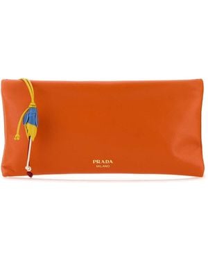 Prada Nappa Leather Pouch - Orange