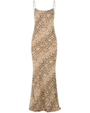 ANDAMANE Snake Print 'Ninfea' Polyester Dress - Natural