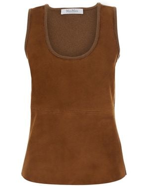 Max Mara Sleeveless Top With Round Neck - Brown