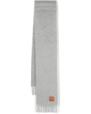 Loewe Medium-Weight Mohair And Wool Fringed Scarf - Gray