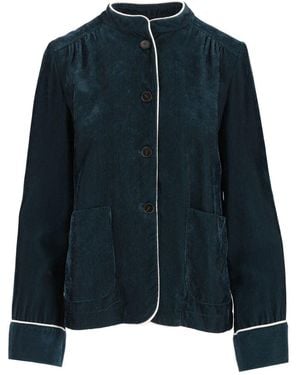 forte_forte Forte_Forte Two-Thousand-Striped "Jade" Jacket - Blue
