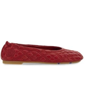 Burberry Leather Ballerina Flats - Red