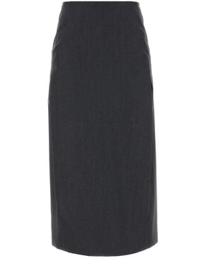 Jil Sander Dark Wool-Blend Mini Skirt With Mohair Texture - Black