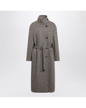 Brunello Cucinelli Sparkling Camel And Virgin Wool Coat - Gray