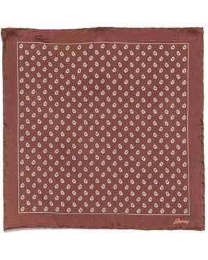 Brioni Pritned Silk Foulard - Red