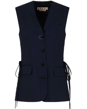 Marni Wool Waistcoat With Side Slits Clothing - Blue