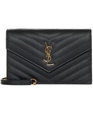 Saint Laurent Quilted Leather Wallet Bag By - Black