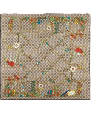 Gucci Printed Silk Twill Carre' - Natural