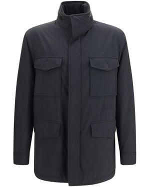 Brioni Performa Wool Blend Sahariana Jacket - Blue