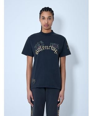 Balenciaga Tacky Tattoo Logo Motif T-Shirt - Blue