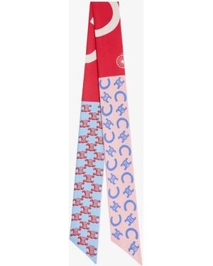 Celine Silk Scarf With All-Over Triomphe Logo - White