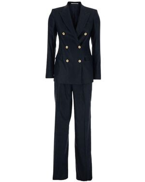 Tagliatore Linen Double-Breasted Suit - Blue