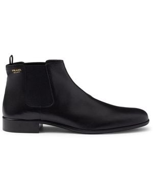 Prada Leather Ankle Boots - Black