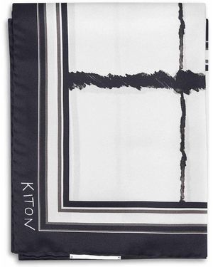 Kiton Printed Silk Twill Scarf - White
