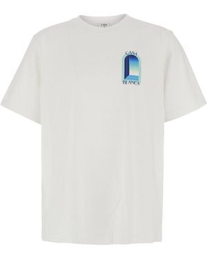 CASABLANCA T-Shirt With Logo Print On The Front And Back - White
