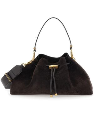 Jimmy Choo 'Bon Bon' Shoulder Bag With Drawstring Closure And Embossed Logo On Front - Black