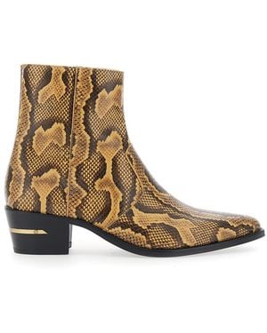 Amiri Python Ma Pointy Boots With Sharp Toe And Leather Detail - Brown
