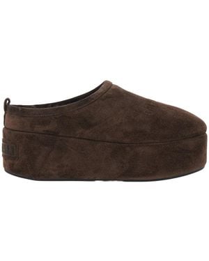 Balenciaga Alaska Platform Slide Suede Fake Shearling - Brown