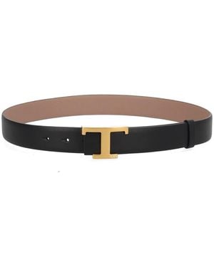 Tod's T Logo Buckle Belt - Black