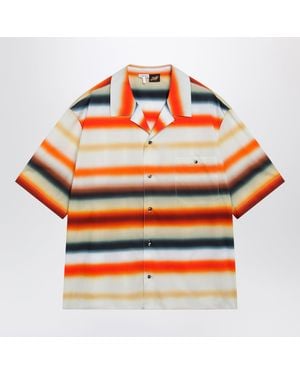 Loewe Striped Short-Sleeve Cotton Shirt - Orange