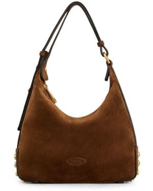 Tod's Metal Dots Mini Leather Shoulder Bag - Brown
