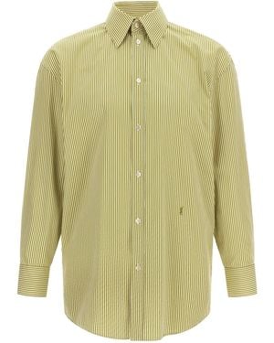 Saint Laurent Vertical Striped Button Shirt - Green