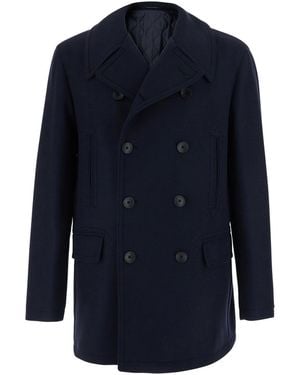 Tagliatore 'San Francisco' Double-Breasted Coat With Notched Revers - Blue