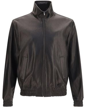 Valentino Leather Zip Jacket Nero - Gray