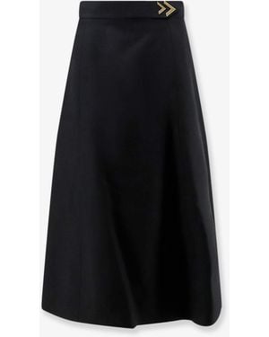 Valentino Crepe Couture Midi Skirt - Black
