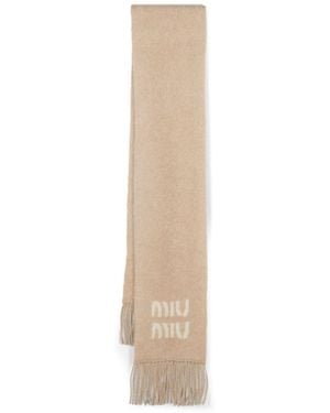 Miu Miu Wool And Mohair Scarf - Natural